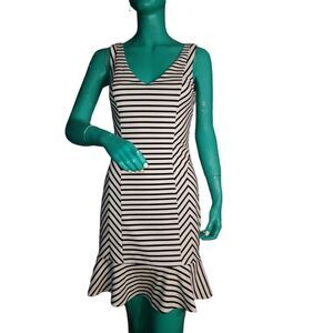 Bebe Geometric Black And White Striped Dress Size S